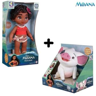 Imagem de Brinquedo Infantil Moana + Porquinho Pua Articulado Cotiplás - Cotipla