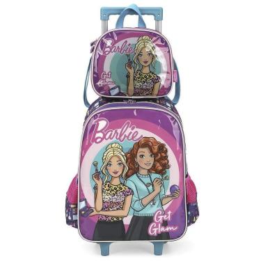 Imagem de Kit Mochila Rodinhas Lancheira Luxcel Barbie Roxo-Unissex