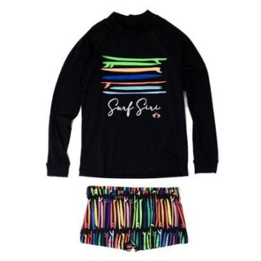 Imagem de Conjunto Siri Menino Blusa/Sunga Preto Coral Proteção UV 50+-Feminino