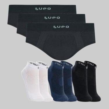 Imagem de Kit 3 Cuecas Slip Micromodal e 3 Pares de Meias Lupo 00681-03225 Cor: 