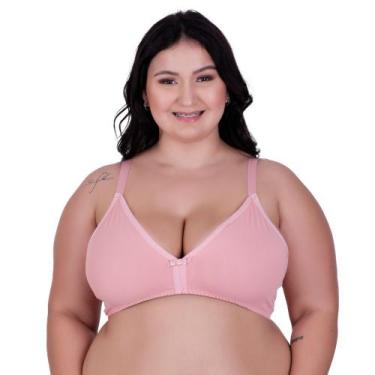 Imagem de Sutiã Plus Size sem Bojo Reforçado Sustentação Resistente Josi, Rosa, 
