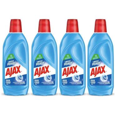 Imagem de Kit 4 Limpador Diluível Ajax Fresh Blue Limpeza Pesada 500ml