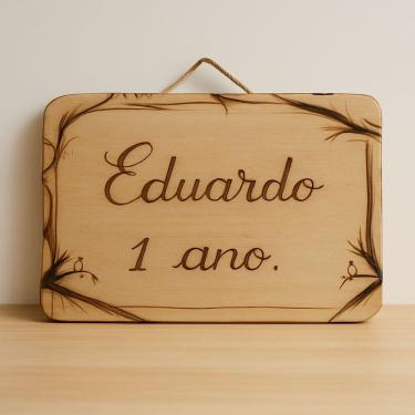 Imagem de Placa Madeira Pirografada Personalize Seu Ambiente