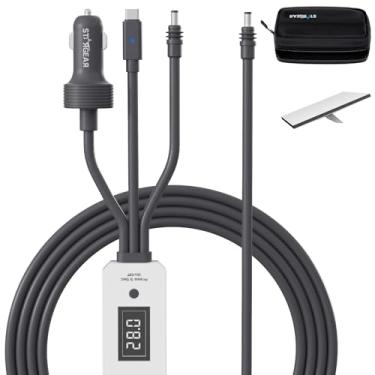 Imagem de Mini cabo Starlink 3 em 1 3 m, cabo 3 em 1 com visor digital de tensão e interruptor liga/desliga, adaptador de carro 16AWG USB-C/isqueiro de cigarro/DC para DC Mini cabo de alimentação Starlink
