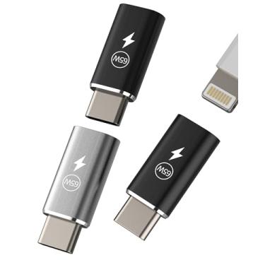 Imagem de Adaptador Lightning fêmea de carregamento rápido de 65 W para USB C macho (pacote com 3) para iPhone 16 15 Pro Max para cabo Apple para adaptador de carregador de porta tipo C compatível com conversor