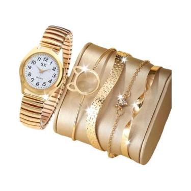 Imagem de Conjunto De Relógio Feminino Elegante Com Mostrador Roma Pequeno, 5 Pe