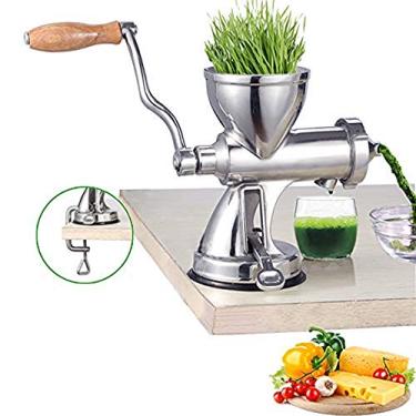 Imagem de Espremedor de suco de trigo de aço inoxidável | Extrator manual de frutas e vegetais cítricos e laranja | Espremedor lento com base de ventosa | Tecnologia de eixo helicoidal multifuncional