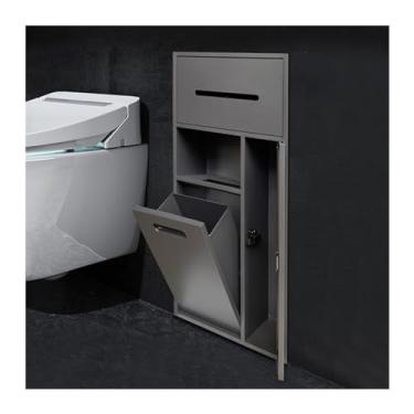 Imagem de Nicho de chuveiro de aço inoxidável – Prateleira embutida à prova d'água para xampu, artigos de higiene e papel higiênico – solução de armazenamento cinza elegante para banheiro, cozinha e sala de