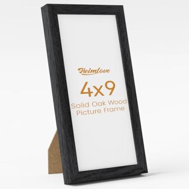 Imagem de Heimlove Porta-retrato 10 x 23 cm, moldura de madeira de carvalho natural de alta qualidade, 10 x 23 cm com vidro temperado, moldura de madeira 10 x 23 cm para parede ou mesa, gancho de parede