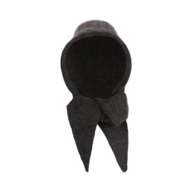 Imagem de Balaclava Feminina De Inverno Em Tricô Grosso Com Capuz, Cachecol E Pr