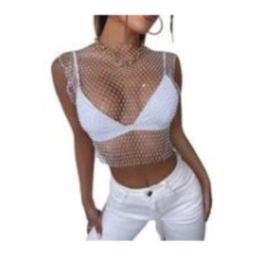 Imagem de Blusinha Strass Neon Feminina - Cores Sortidas - Genérico