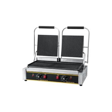 Imagem de Sanduicheira elétrica de bancada com controle de temperatura ajustável, revestimento antiaderente