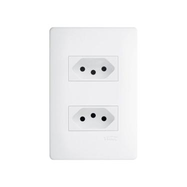 Imagem de Tomada Dupla Fame Habitat 2p+t 10a Com Placa 4x2 Branca