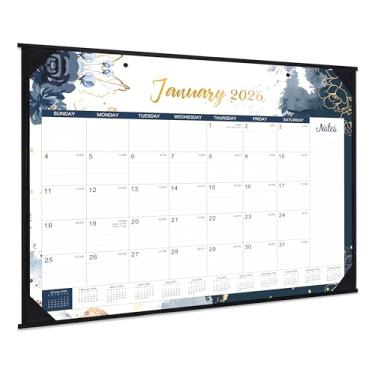 Imagem de Calendário de mesa grande 2026, janeiro de 2026 a dezembro de 2026, calendário de mesa de 12 meses, 56 x 43 cm, protetores de canto, agenda para casa, escritório
