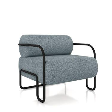 Imagem de Poltrona Sala De Estar Industrial Preto Ameli Bouclê K01 - D'rossi Cor Azul