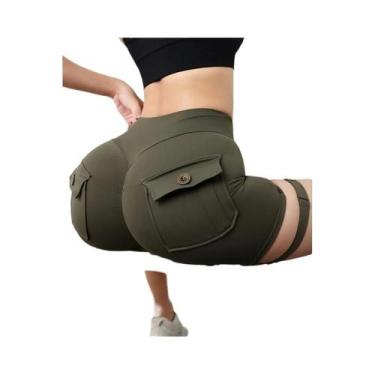 Imagem de Shorts De Yoga Sem Costura De Cintura Alta Para Mulheres, Com Efeito D