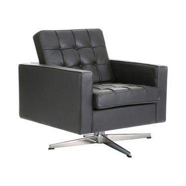 Imagem de Poltrona Fk Giratória Couro Sintético Preto Base Alumínio