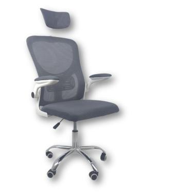 Imagem de Cadeira De Escritório Diretor Oficial Vegas Com Apoio + Ebook Cinza E Branco 1