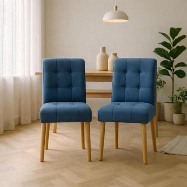 Imagem de Kit 02 Cadeiras Jantar Luna tecido Suede para Quarto Sala salão recepç