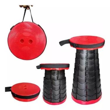 Imagem de Banqueta Banco Vermelho Ajustável Portátil Alça Pesca 25cm - CLICK HOU