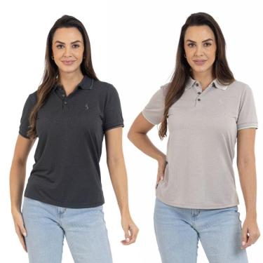 Imagem de Kit 2 Camisa Polo Feminina Piquet Viscose Casual