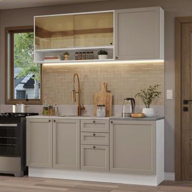 Imagem de Armário De Cozinha Compacta 180 Cm Branco/crema Vik Madesa 04 Branco/crema