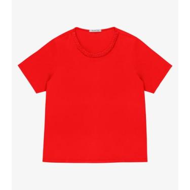 Imagem de Blusa Manga Curta Feminina Plus Size Secret Glam Laranja, Plus G2, Lar