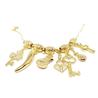 Imagem de Pulseira folheada a ouro 18k com berloques tema sorte