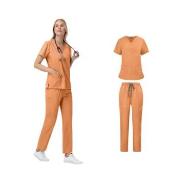 Imagem de Uniforme De Enfermeira Unissex Em 2 Peças Com Calças Retas E Bolsos, R