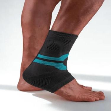 Imagem de Protetor de Tornozelo  Linha Pro - N1 Sport, Cinza com azul turquesa