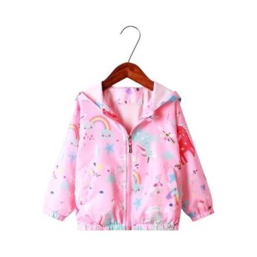 Imagem de Jaqueta Infantil De Manga Longa Com Estampa De Unicórnio E Arco-Íris, 