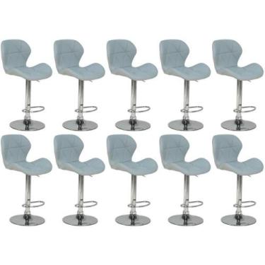 Imagem de Kit 10 Banquetas Slim Estofada Giratória Com Regulagem De Altura - Cin
