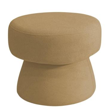 Imagem de Puff Decorativo Redondo Liz Sala De Estar Bouclé Camel - Nexta Casa