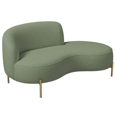 Imagem de Sofá Curvo 3 Lugares 180cm Braço Dir. Thommy Pés Ouro Bouclé Verde Claro - Nexta Casa