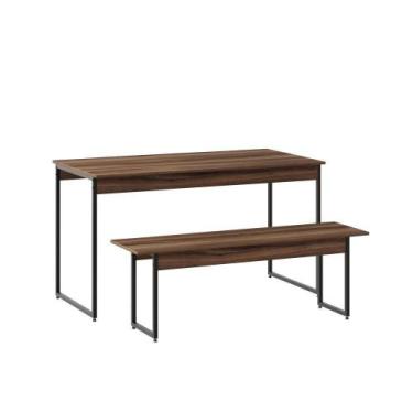 Imagem de Mesa De Jantar Com 1 Banco Estilo Industrial Tub Nogal / - COMPACE