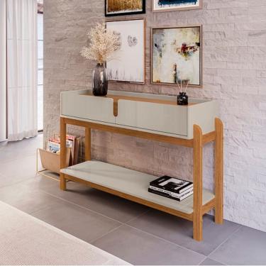 Imagem de Aparador 2 Gavetas Lizz Off White/Cedro - Casa D Móveis