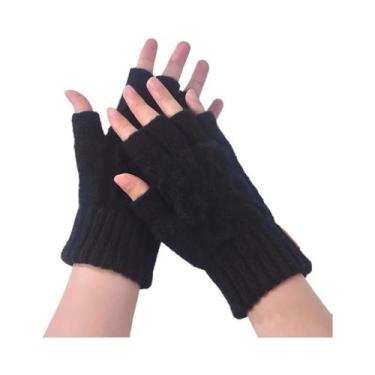 Imagem de Luvas Térmicas De Inverno Sem Dedos, Elásticas, Compatíveis Com Touchs