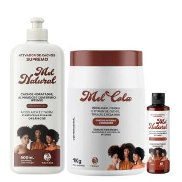 Imagem de Kit Mel Cola 1k + Ativador Mel Natural 500ml + Óleo 60 ml - Trihair