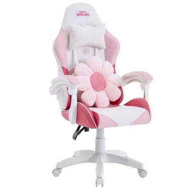 Imagem de Cadeira Gamer Ninja Hana, Reclinável, Branca e Rosa, GN-CH-HNR0DPWL