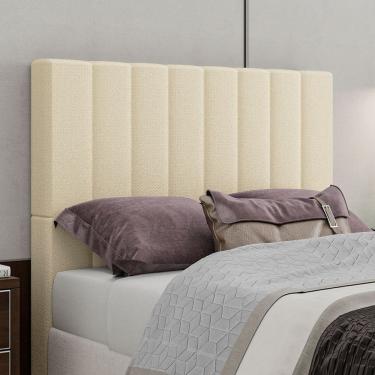 Imagem de Cabeceira Estofada Esmeralda Casal 140 Cm Linho Creme 130x140x7 Cm Sonhar Estofados