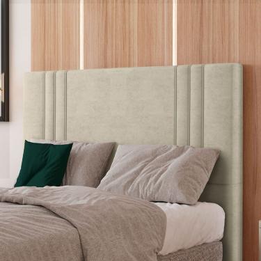 Imagem de Cabeceira Estofada Casal 140 Cm Diamante Veludo Bege
