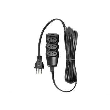 Imagem de Extensão Elétrica 3 Tomadas PP Plano 3x0 e 75 5m 10A 250V Preto Uso Residencial e Comercial Vinik