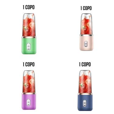 Imagem de Espremedor Portátil OEM Popyo Mini Liquidificador 400 ml 6 Lâminas Aço Inox Copo Policarbonato USB 110V