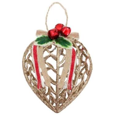 Imagem de Conjunto de Enfeites de Natal Conjunto 6 Peças Decoração Bola Coração 