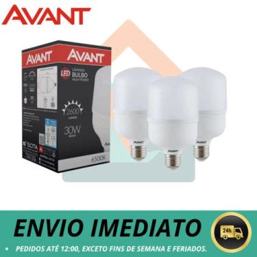 Imagem de Lâmpadas Kit com 3 Led Bulbo 30w E27 Bivolt 6500K Branco Frio Avant