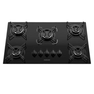 Imagem de Cooktop 5 Bocas à Gás Itatiaia Essencial Tripla Chama Fogão Preto de V