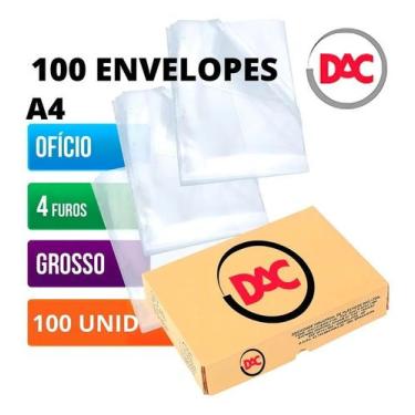 Imagem de Saco Plastico Envelope Grosso 0,15 A4 Oficio 4 Furos 100 Un - Congratu