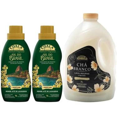 Imagem de Kit Coala Chá Branco Lava Roupas 3L e 2 Amaciantes Sol do Brasil 1L Li