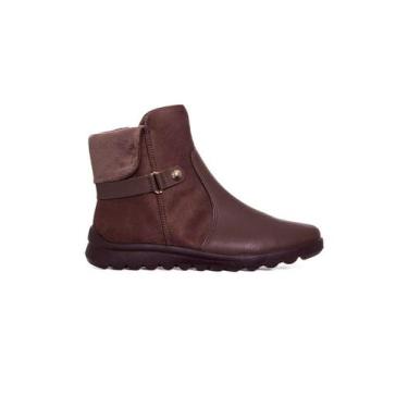 Imagem de Bota Cano Curto Comfortflex Ziper Marrom, 35