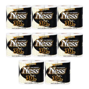 Imagem de Kit 8 Pacotes Papel Higiênico Folha Dupla 30x10 Ness